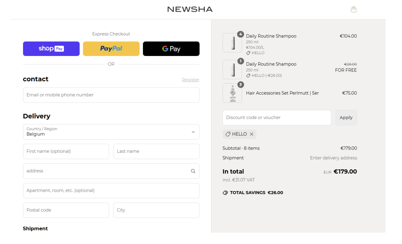 Shopify Checkout mit Permalink