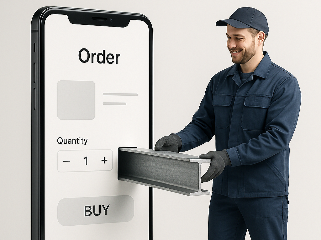 Handwerker kauft über Direktkauflink im Internet ein